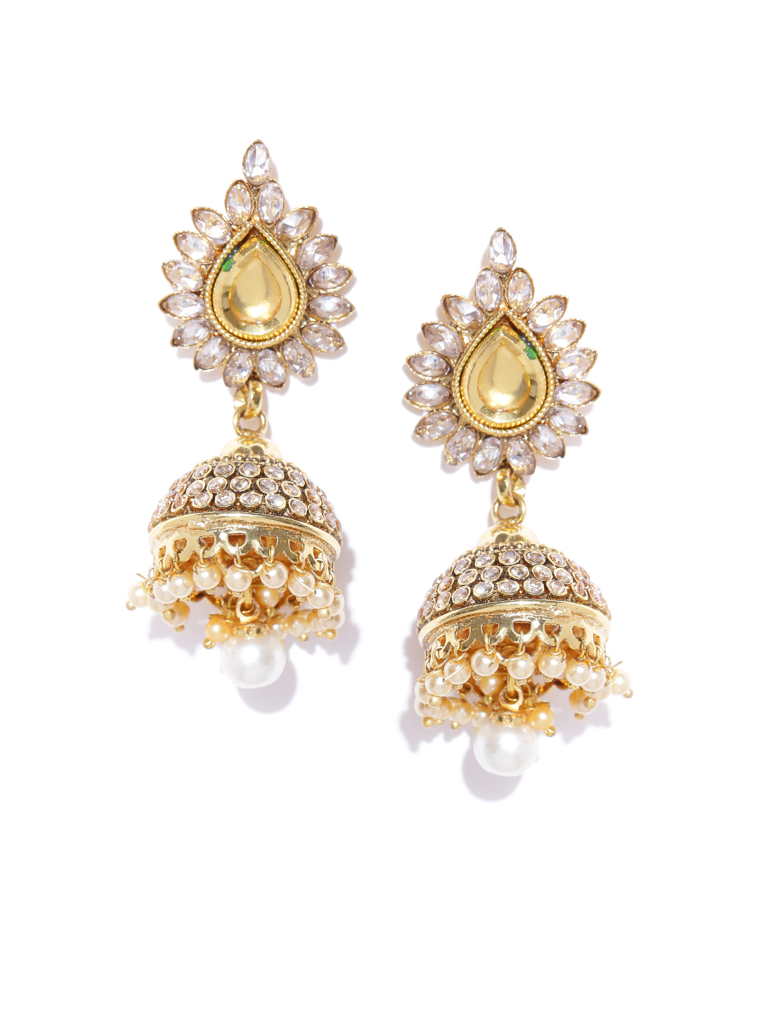 YouBella Gold-Toned Dome Shaped Jhumkas